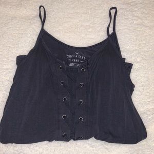 dark grey tie up tank